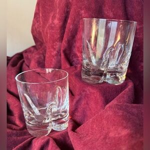 Pair Kosta Rocky Clear Whiskey Glasses